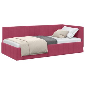 vidaXL Cadre de lit d'angle Bordeaux 90 x 200 cm Velours