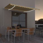 vidaXL Auvent automatique capteur de vent LED 450x350cm Jaune et blanc