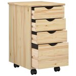 vidaXL Cabinet roulant avec roue Marron 34 x 39 x 56 cm Pin massif