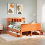 vidaXL Lit bibliothèque sans matelas cire marron 140x200 cm pin massif