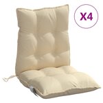vidaXL Coussins de chaise à dossier bas lot de 4 beige tissu oxford