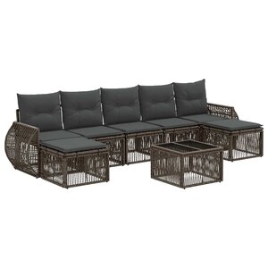 vidaXL Ensemble de canapé de jardin 8 Pièces Gris et Gris foncé polyrotin