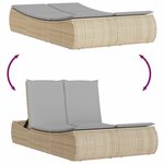 vidaXL Chaise longue double avec coussins beige résine tressée