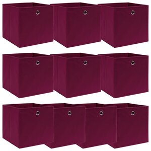 vidaXL Boîtes de rangement 10 Pièces Rouge foncé 32x32x32 cm Tissu