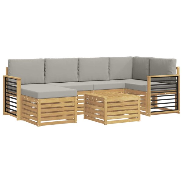 vidaXL Ensemble de canapés d'extérieur 7 pc Blanc et gris clair