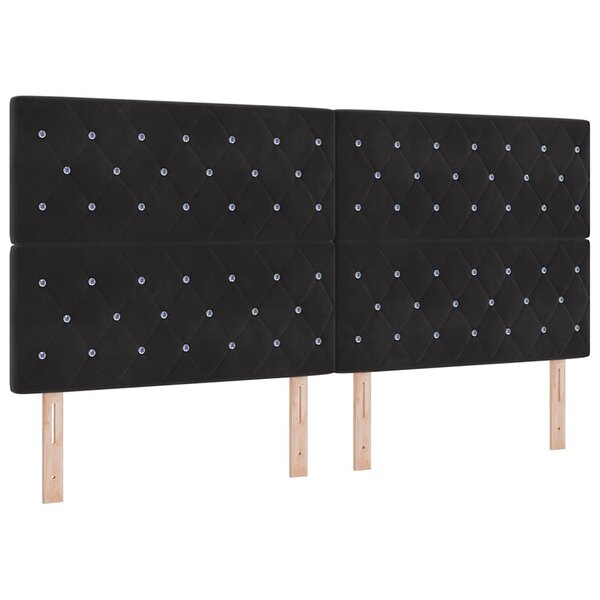vidaXL Tête de lit en velours tufté avec boutons en cristal noir  taille 200 cm.