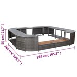 vidaXL Cadre de spa carré gris 268x268x55 cm résine tressée