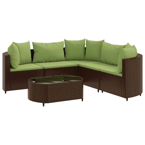 vidaXL Salon de jardin avec coussins 6 Pièces marron résine tressée
