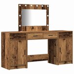vidaXL Table de Toilette avec tiroir 3 Pièces Marron Bois d'ingénierie