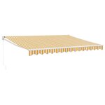 vidaXL Auvent rétractable jaune et blanc 4 5x3 m tissu et aluminium