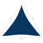 vidaXL Voile de parasol Tissu Oxford triangulaire 3x4x4 m Bleu