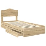 vidaXL Lit de Rangement Chêne Sonoma 90 x 200 cm Bois d'ingénierie