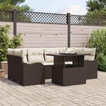 vidaXL Ensemble de canapé de jardin 7 Pièces Marron 100 x 55 x 73 cm