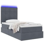 vidaXL Lit avec rangement et LED Gris foncé 90 x 200 cm Velours