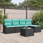 vidaXL Ensemble de Canapés avec coussin 6 Pièces Noir polyrotin