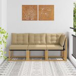 vidaXL Canapé d’extérieur milieu et coin avec coussin 3 Pièce Blanc