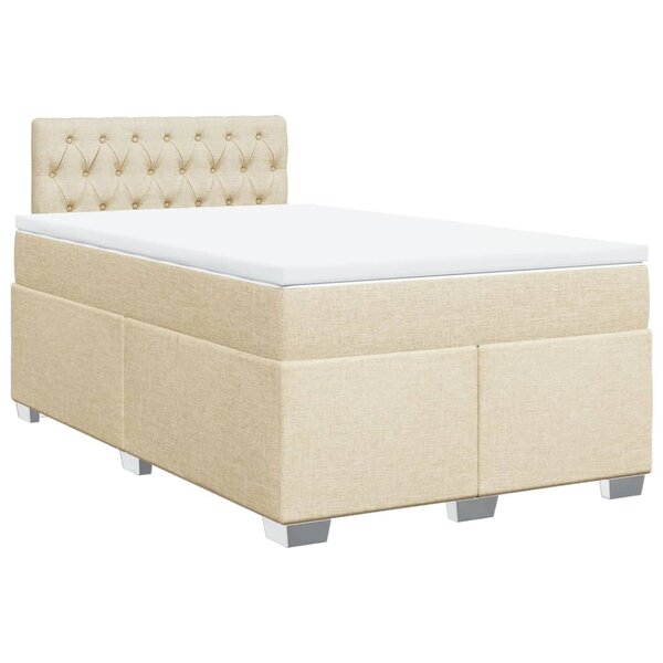 vidaXL Sommier à lattes de lit avec matelas crème 120x190 cm tissu