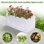 Jardinière bac à fleurs potager dim. 60L x 30l x 29H cm insert d'irrigation inclus plastique blanc