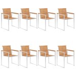 vidaXL Chaises de jardin lot de 8 avec coussins Bois de teck massif