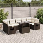 vidaXL Salon de jardin 8 Pièces avec coussins marron résine tressée