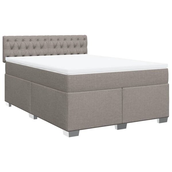 vidaXL Sommier à lattes de lit avec matelas Taupe 140x200 cm Tissu