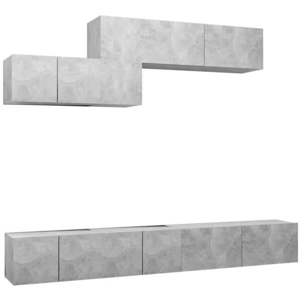 vidaXL Ensemble de meubles TV 6 Pièces Gris béton Bois d'ingénierie