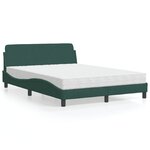 vidaXL Lit avec matelas vert foncé 140x200 cm velours