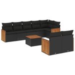 vidaXL Salon de jardin 9 Pièces avec coussins noir résine tressée