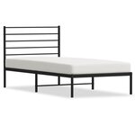 vidaXL Cadre de lit métal avec tête de lit noir 90x190 cm