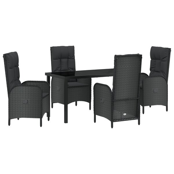vidaXL Ensemble de jardin de 5 pièces en poly rattan noir de