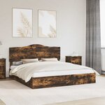 vidaXL Lit de Rangement Chêne fumé 180 x 200 cm Bois d'ingénierie