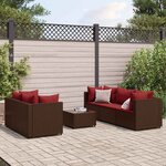vidaXL Salon de jardin 6 Pièces avec coussins Marron Résine tressée