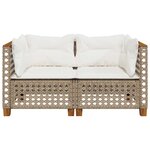 vidaXL Canapés d'angle de jardin et coussins 2Pièces beige résine tressée