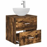 vidaXL Meuble lavabo mural Chêne fumé 49 5 x 35 x 63 cm