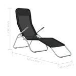 vidaXL Chaises longues pliables 2 Pièces Textilène Noir