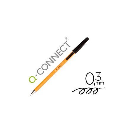 Stylo-bille écriture fine 0.3mm encre classique bille indéformable encre couleur noir Q-CONNECT