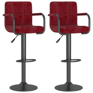 vidaXL Tabourets de bar lot de 2 rouge bordeaux velours