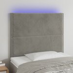vidaXL Tête de lit à LED Gris clair 90x5x118/128 cm Velours