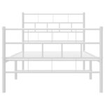 vidaXL Cadre de lit métal avec tête de lit/pied de lit blanc 107x203cm