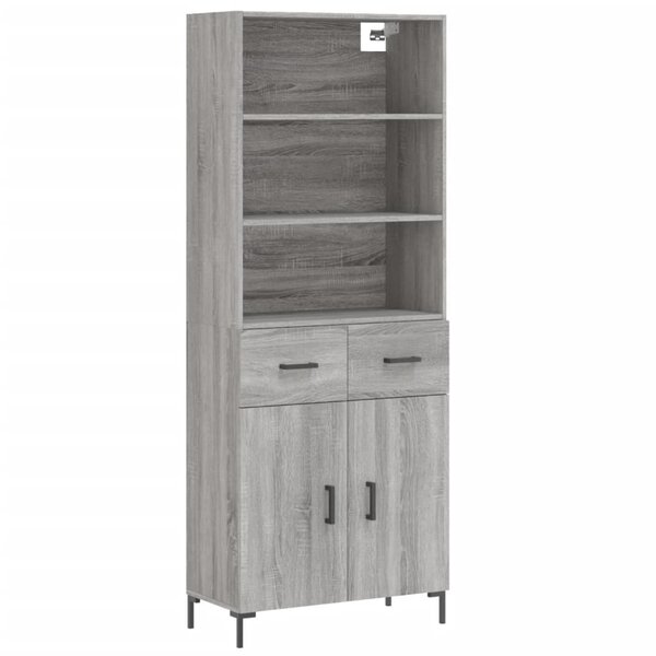 vidaXL Buffet haut Sonoma gris 69 5x34x180 cm Bois d'ingénierie