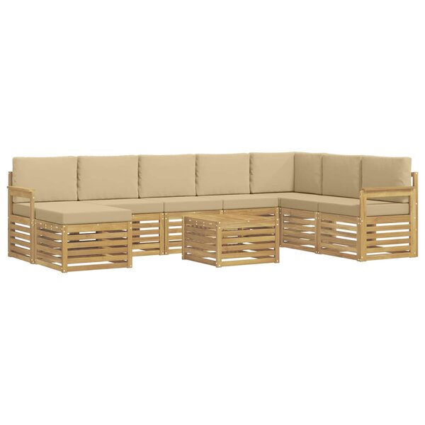 vidaXL Ensemble de canapés d'extérieur 7 pc Blanc et Beige Polyester