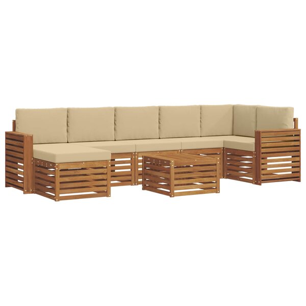 vidaXL Ensemble de canapés d'extérieur 8 pc Naturel et Beige