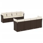 vidaXL Salon de jardin avec coussins 9 Pièces marron résine tressée