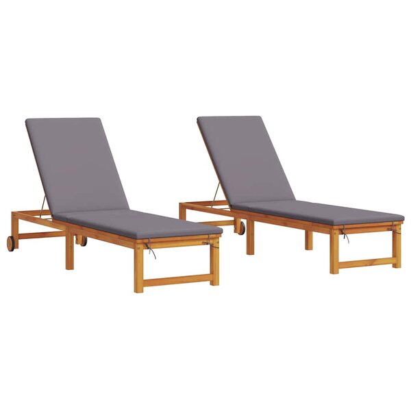 vidaXL Transat 2 Pièces Marron 53 x 202 x 89cm Bois d'acacia massif