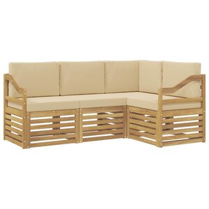 vidaXL Ensemble de canapés d'extérieur 4 pc Blanc et Beige Polyester