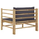 vidaXL Canapé de jardin avec coussins gris foncé Bambou