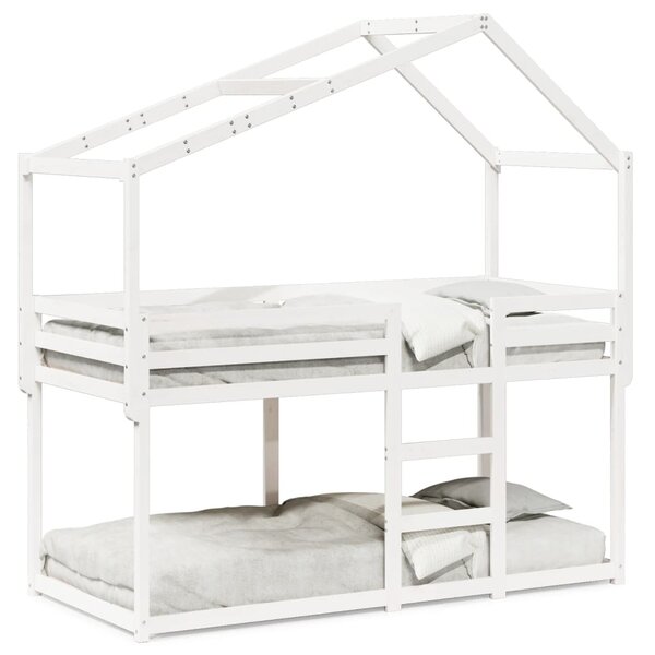 vidaXL Lit superposé avec toit blanc 90x190 cm bois massif de pin
