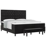 vidaXL Lit avec sommier  matelas & banc noir 180x200 cm en velours