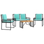 vidaXL Ensemble de meubles d'extérieur 4 pc Noir et turquoise