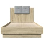 vidaXL Cadre de lit tête de lit et lumières LED chêne sonoma 75x190 cm